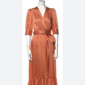 SANDRO ENRIKA PUFF SLEEVE WRAP DRESS LFR38 MADE IN TUNISIA.